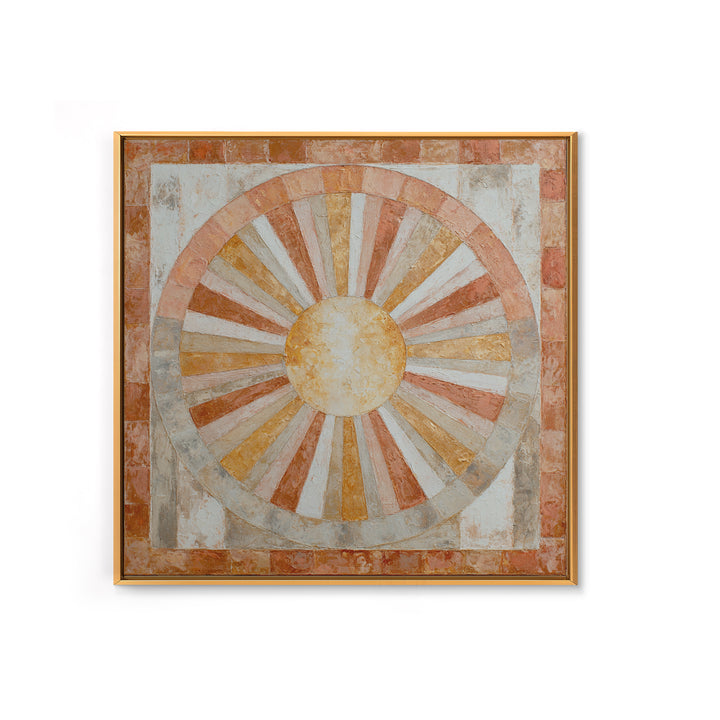 Sun Motif with Warm Terracotta Rays Canvas Print, Patio Art, Bar Art, Patio Decor, Outdoor, Outdoor Art, Gallery Decor, PAT-1x1-18