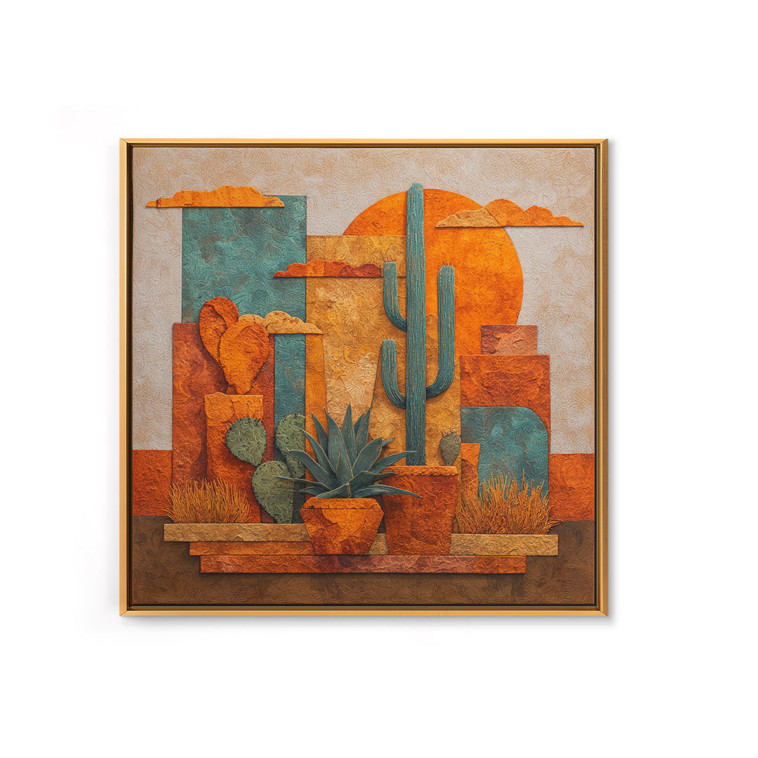 Cactus and Agave Framed Canvas Print, Patio Art, Garden Decor, Patio Decor, Oil Painting, Outdoor, Beach Art, Beach House Decor, PAT-1x1-28