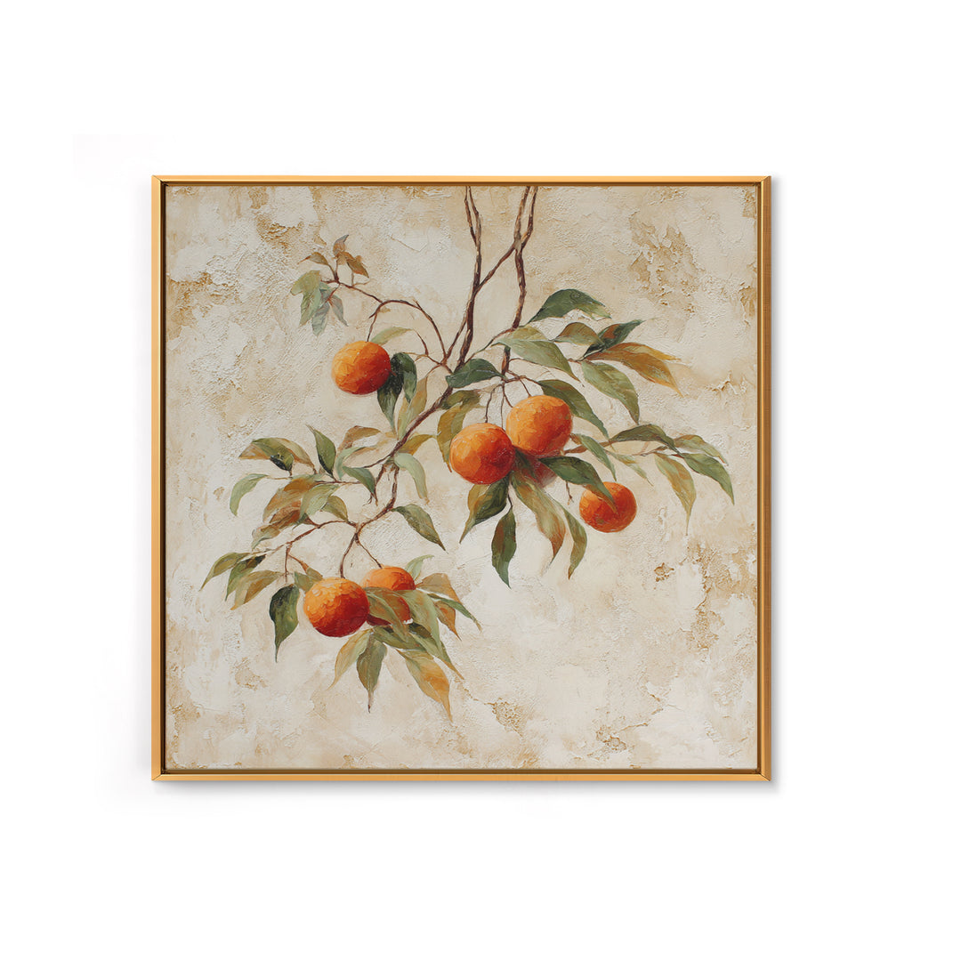 Orange Tree Branch Framed Canvas Print, Patio Art, Lake House Decor, Patio Decor, Oil Painting, Outdoor, Boho Decor, PAT-1x1-46