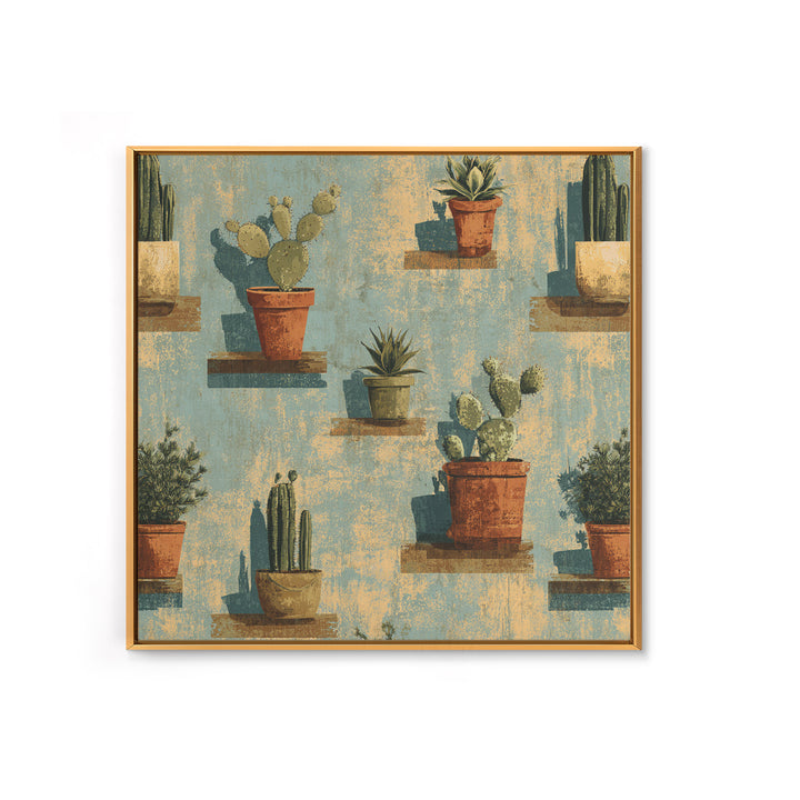 Cactus and Agave Framed Canvas Print, Patio Art, Patio Decor, Fine Art, Outdoor, Gallery Decor, Neutral Decor, Modern Decor, PAT-1x1-52