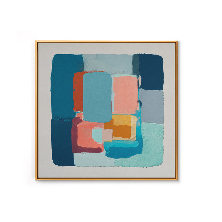 Bright Coral and Turquoise Abstract for Outdoors Canvas Print, Patio Art, Beach House Decor, Patio Decor, Abstract Art, Outdoor, PAT-1x1-60