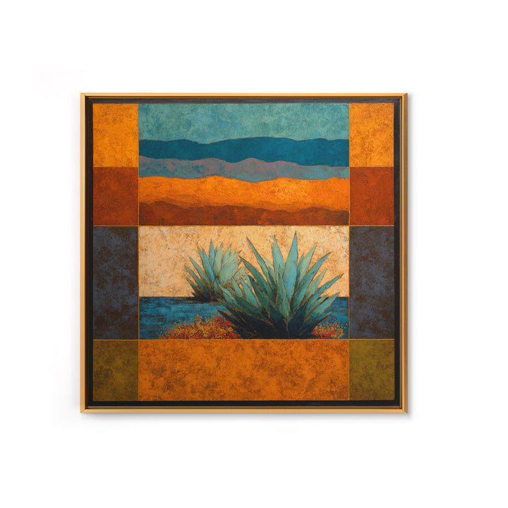 Desert Patio Agave and Bougainvillea Framed Canvas Print, Patio Art, Gallery Decor, Patio Decor, Oil Painting, Outdoor, PAT-1x1-65