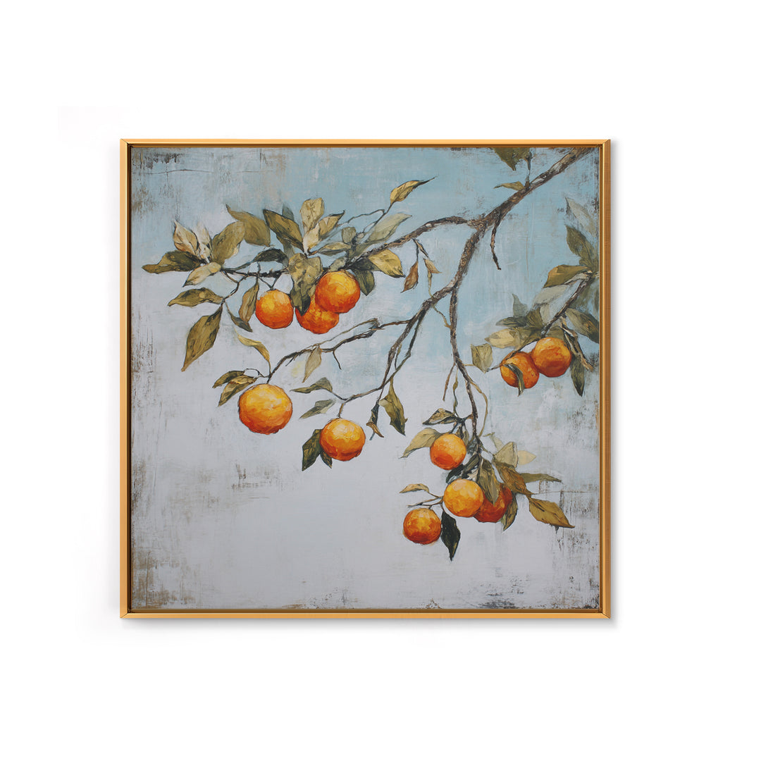 Orange Tree Branch Framed Canvas Print, Patio Art, Lake House Decor, Patio Decor, Oil Painting, Outdoor, Boho Decor, PAT-1x1-70