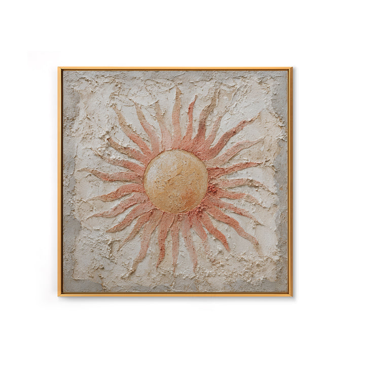 Sun Motif with Warm Terracotta Rays Canvas Print, Patio Art, Rustic Decor, Patio Decor, Fine Art, Outdoor, Textured Painting, PAT-1x1-90