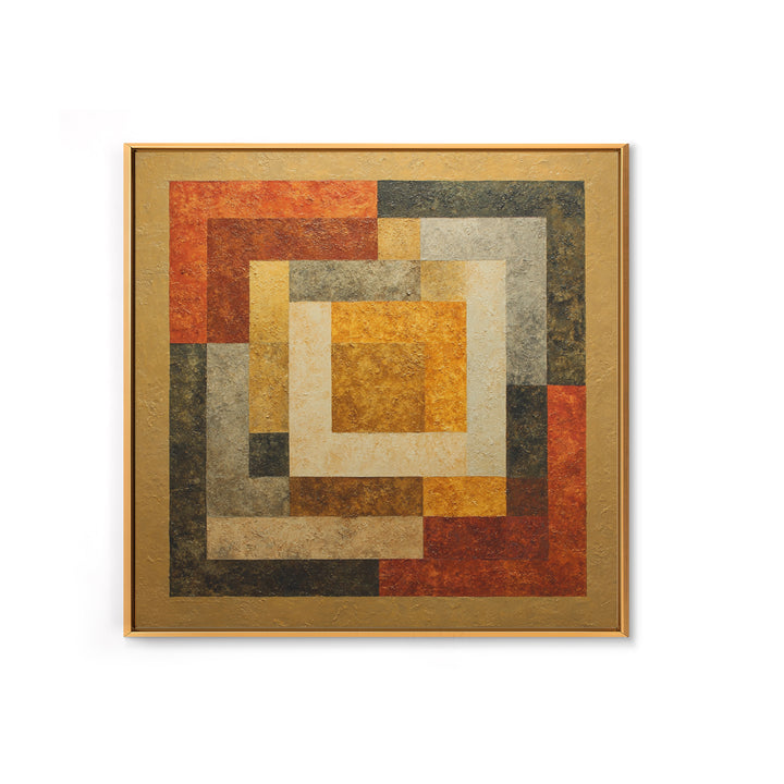 Warm Geometric Tile Pattern Framed Canvas Print, Patio Art, Outdoor Decor, Patio Decor, Abstract Art, Outdoor, Bar Art, PAT-1x1-96