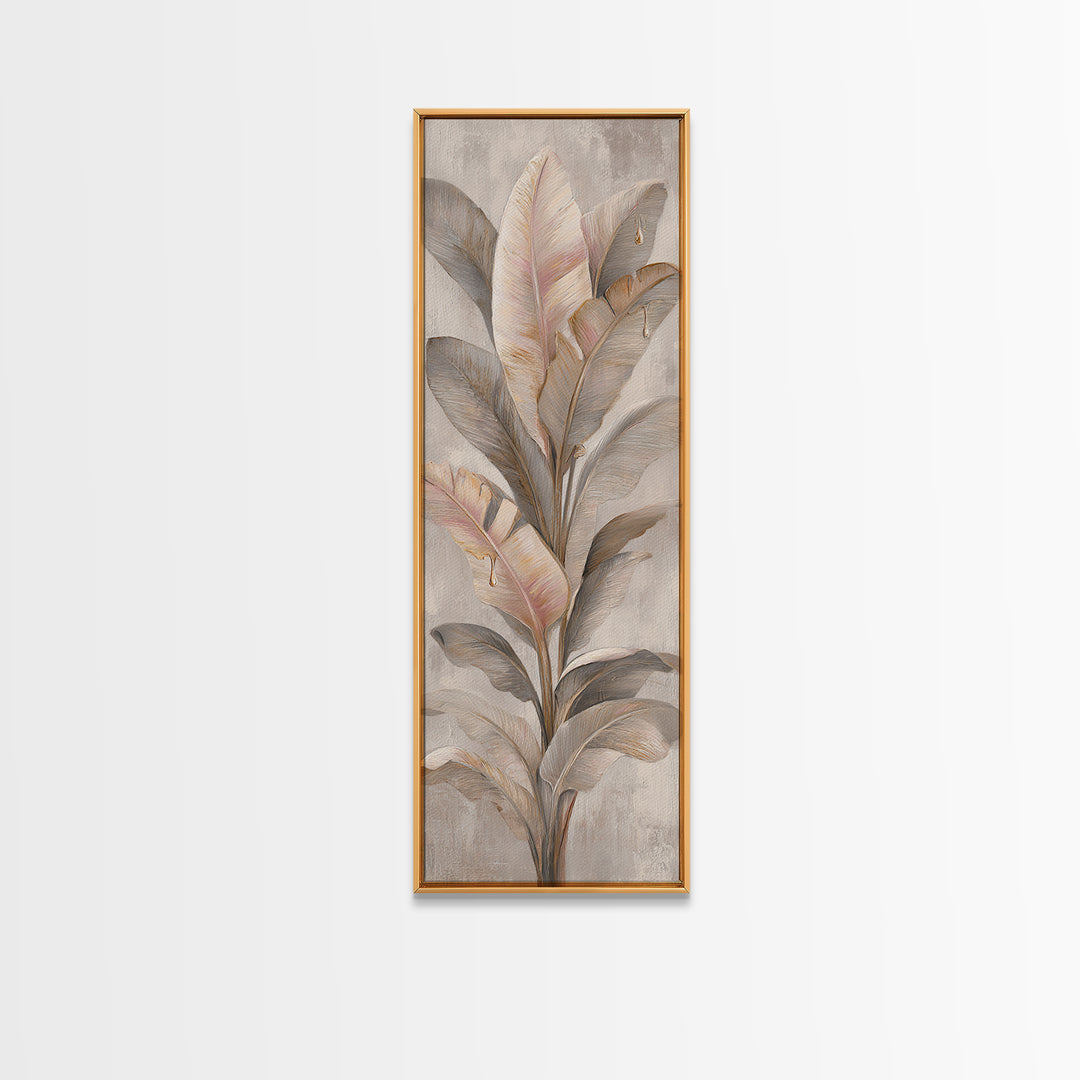 Banana Leaves with Rain Drop Details Canvas Print, Patio Art, Patio Decor, Fine Art, Outdoor, Gallery Decor, Neutral Decor, PAT-1x3-100