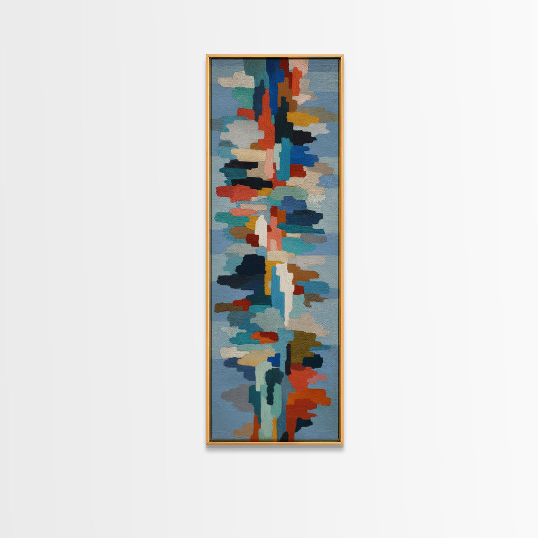 Bright Coral and Turquoise Abstract for Outdoors Canvas Print, Patio Art, Wall Art, Patio Decor, Abstract Art, Outdoor, PAT-1x3-48