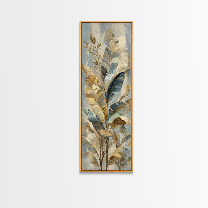 Banana Leaves with Rain Drop Details Framed Canvas Print, Patio Art, Home Decor, Patio Decor, Outdoor, Floral Wall Art, PAT-1x3-52
