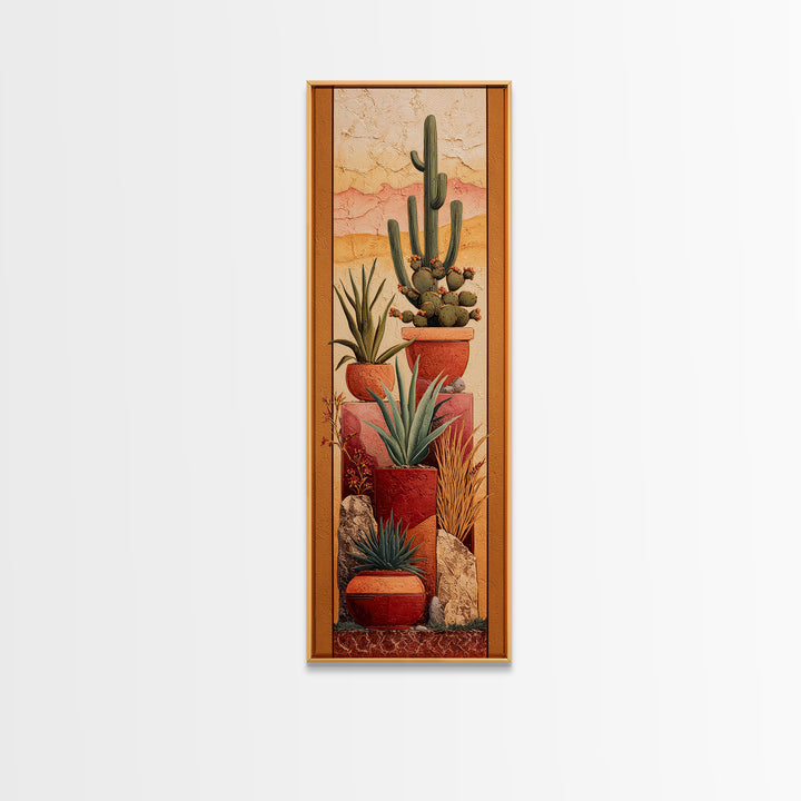 Cactus and Agave Framed Canvas Print, Patio Art, Western Decor, Patio Decor, Fine Art, Outdoor, Floral Art, Lake House Decor, PAT-1x3-64