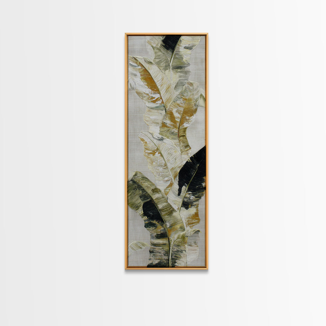 Banana Leaves with Rain Drop Details Framed Canvas Print, Patio Art, Outdoor Wall Decor, Patio Decor, Oil Painting, Outdoor, PAT-1x3-76