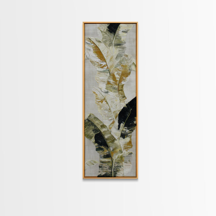 Banana Leaves with Rain Drop Details Framed Canvas Print, Patio Art, Outdoor Wall Decor, Patio Decor, Oil Painting, Outdoor, PAT-1x3-76