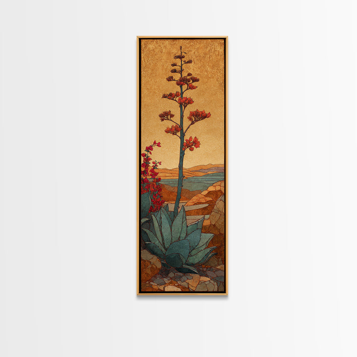 Desert Patio Agave and Bougainvillea Canvas Print, Patio Art, Art Print, Patio Decor, Fine Art, Outdoor, Garden Decor, PAT-1x3-77