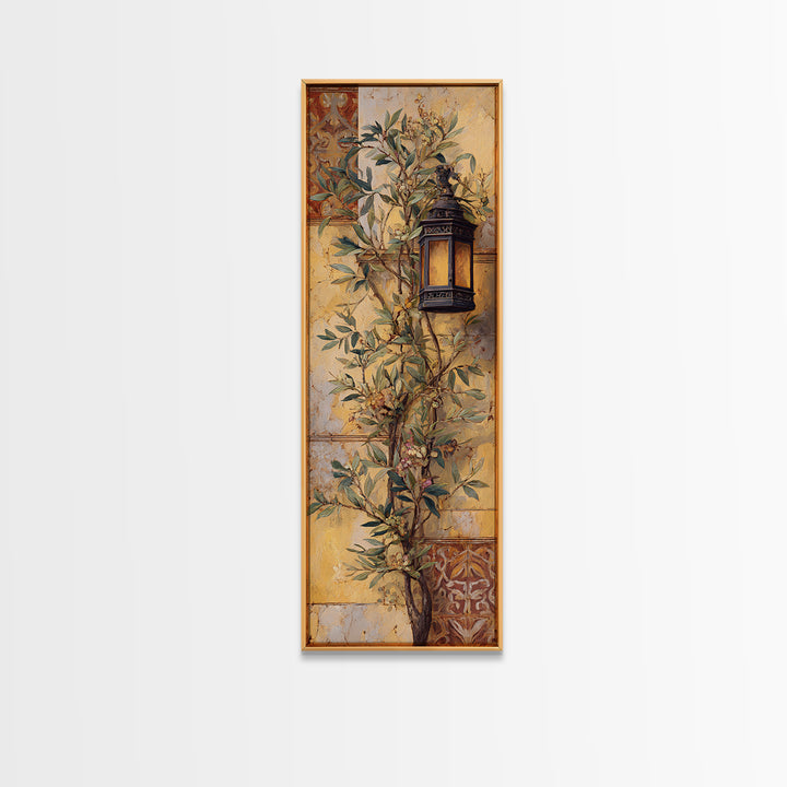 Olive Branch Wreath on Warm Plaster Canvas Print, Patio Art, Minimalist Decor, Patio Decor, Fine Art, Outdoor, Yard Art, PAT-1x3-93