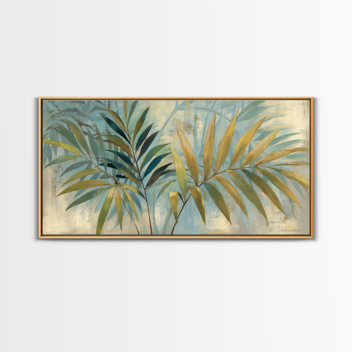 Tropical Palm Fronds Canvas Print, Patio Art, Wall Art, Patio Decor, Oil Painting, Outdoor, Outdoor Wall Decor, Floral Wall Art, PAT-2x1-21