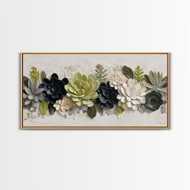 Succulent Collection in Ceramic Planters Canvas Print, Patio Art, Contemporary Art, Patio Decor, Fine Art, Outdoor, Metal Art, PAT-2x1-41