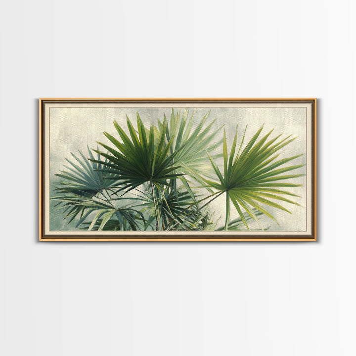 Tropical Palm Fronds Framed Canvas Print, Patio Art, Wall Hanging, Patio Decor, Fine Art, Outdoor, Beach Art, Beach House Decor, PAT-2x1-45
