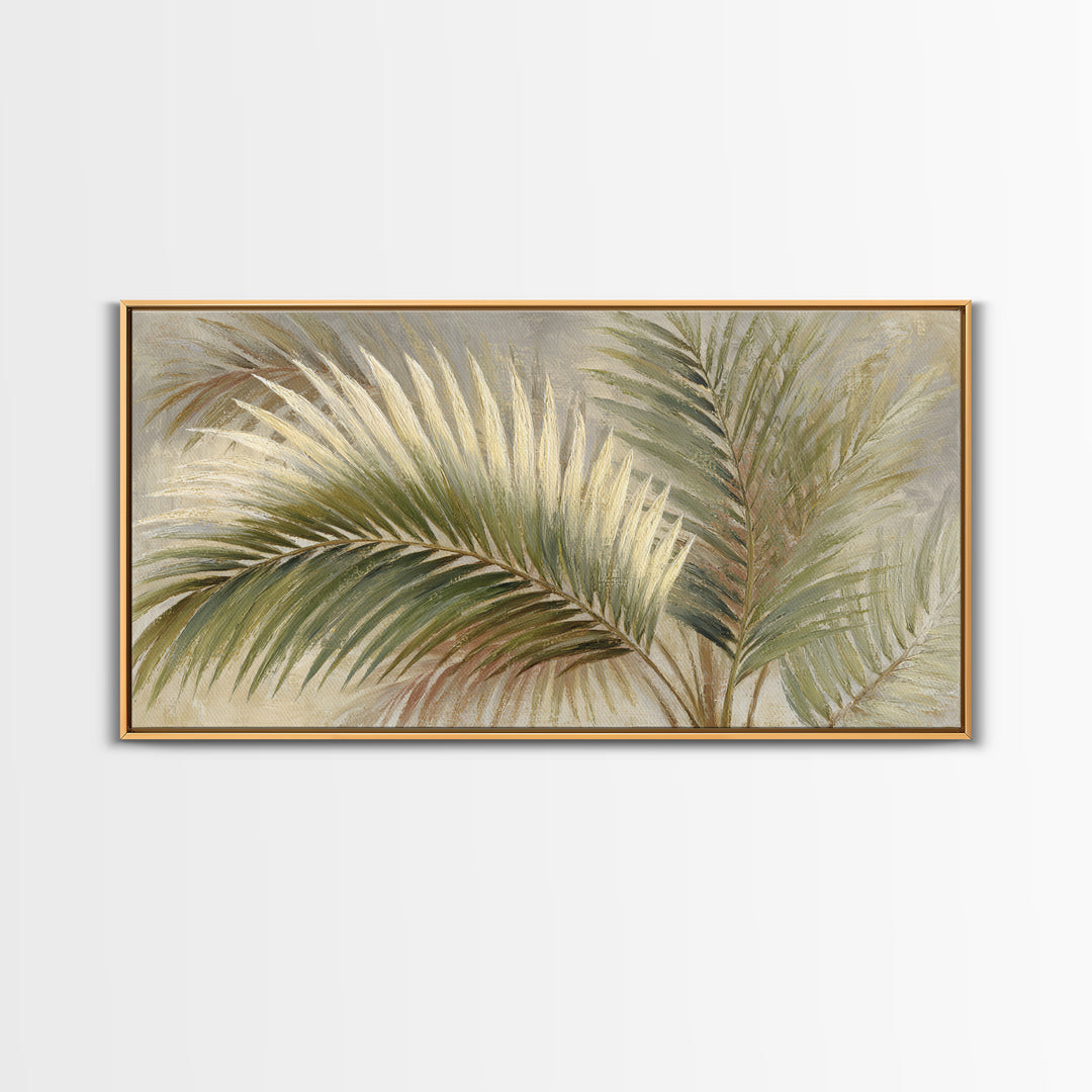 Tropical Palm Fronds Canvas Print, Patio Art, Metal Art, Patio Decor, Outdoor, Patio Cushions, Yard Decor, Mixed Media Art, PAT-2x1-69