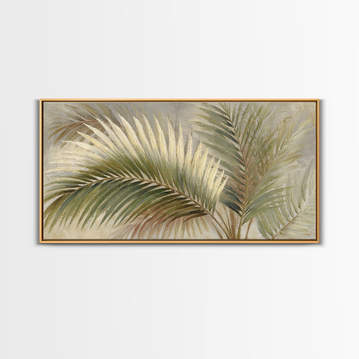 Tropical Palm Fronds Canvas Print, Patio Art, Metal Art, Patio Decor, Outdoor, Patio Cushions, Yard Decor, Mixed Media Art, PAT-2x1-69