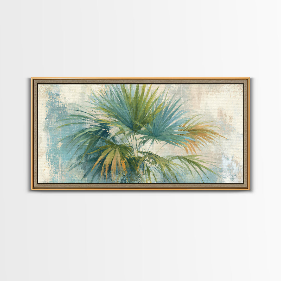 Tropical Palm Fronds Canvas Print, Patio Art, Metal Art, Patio Decor, Outdoor, Patio Cushions, Yard Decor, Mixed Media Art, PAT-2x1-93