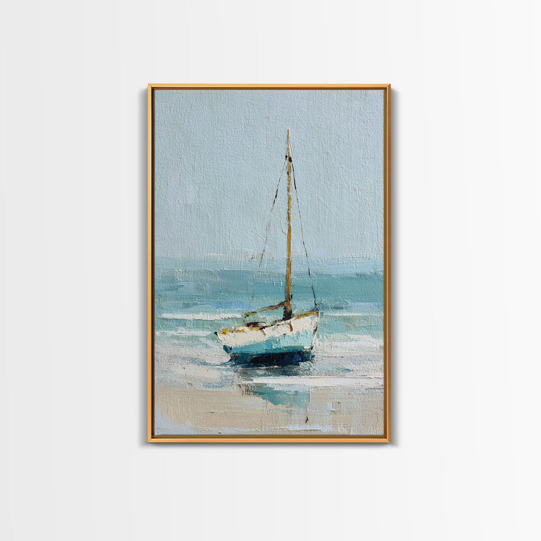 Sailboat on a Breezy Summer Horizon Framed Canvas Print, Patio Art, Wall Art, Patio Decor, Outdoor, Outdoor Wall Decor, PAT-2x3-47
