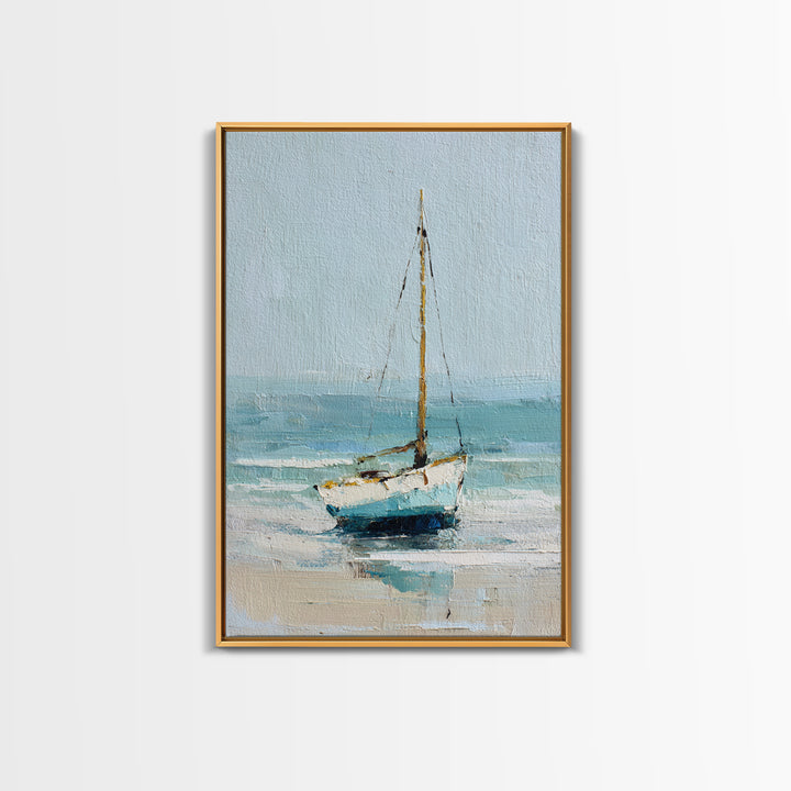 Sailboat on a Breezy Summer Horizon Framed Canvas Print, Patio Art, Wall Art, Patio Decor, Outdoor, Outdoor Wall Decor, PAT-2x3-47