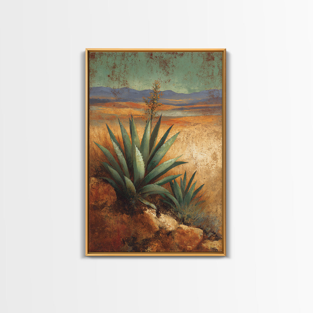 Desert Patio Agave and Bougainvillea Canvas Print, Patio Art, Wall Hanging, Patio Decor, Fine Art, Outdoor, Beach Art, PAT-2x3-49