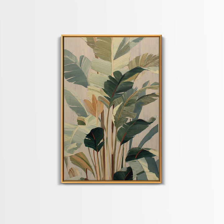 Tropical Palm Fronds Canvas Print, Patio Art, Floral Wall Art, Patio Decor, Oil Painting, Outdoor, Mixed Media Art, PAT-2x3-57