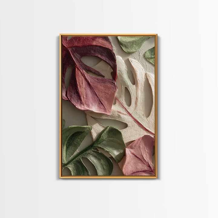 Bold Botanical Monstera Leaf Composition Canvas Print, Patio Art, Wall Hanging, Patio Decor, Fine Art, Outdoor, Beach Art, PAT-2x3-86