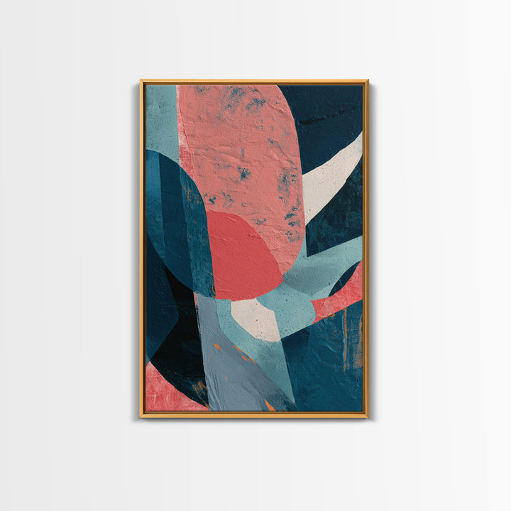 Bright Coral and Turquoise Abstract for Outdoors Framed Canvas Print, Patio Art, Gallery Decor, Patio Decor, Fine Art, Outdoor, PAT-2x3-92