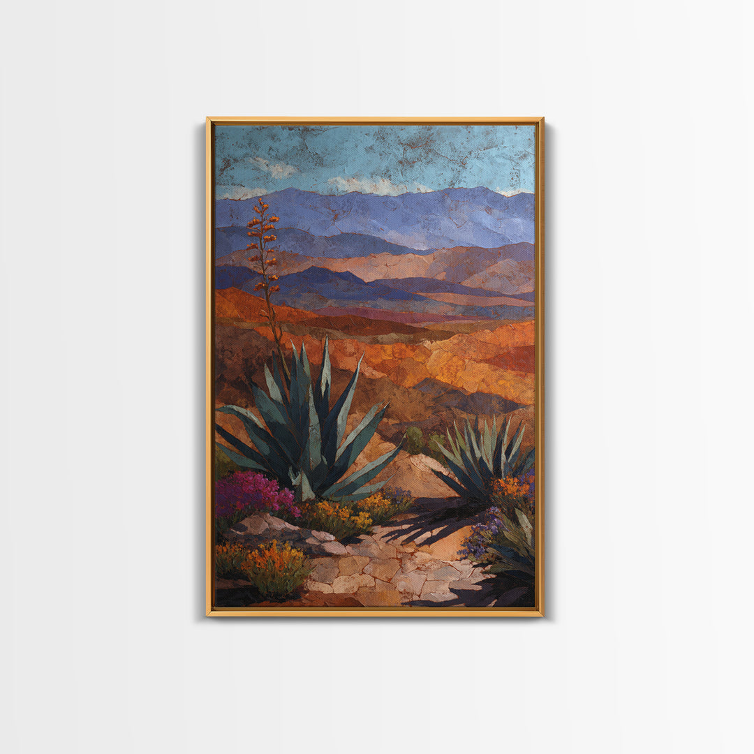 Desert Patio Agave and Bougainvillea Framed Canvas Print, Patio Art, Metal Art, Patio Decor, Fine Art, Outdoor, Patio Cushions, PAT-2x3-97