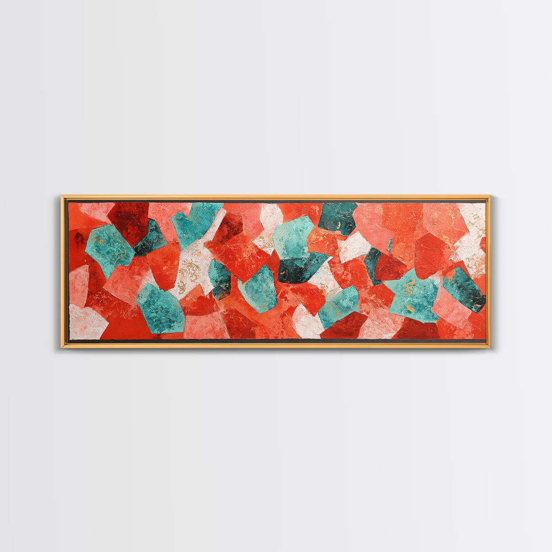 Bright Coral and Turquoise Abstract for Outdoors Canvas Print, Patio Art, Modern Decor, Patio Decor, Fine Art, Outdoor, PAT-3x1-100