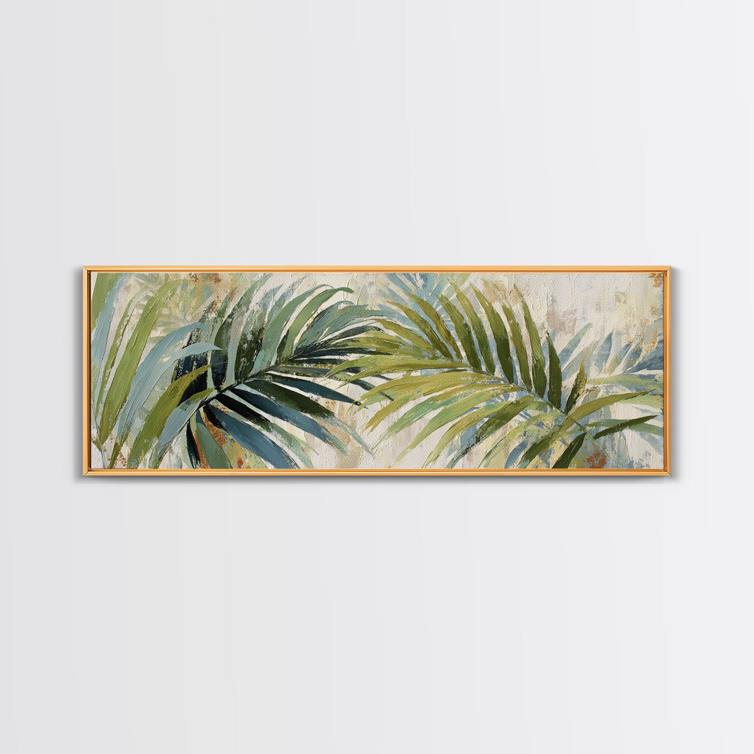 Tropical Palm Fronds Framed Canvas Print, Patio Art, Coastal Wall Decor, Patio Decor, Fine Art, Outdoor, Gallery Decor, PAT-3x1-17