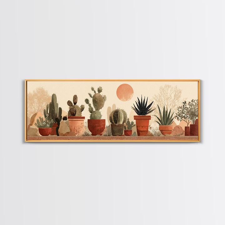 Cactus and Agave Canvas Print, Patio Art, Mixed Media Art, Patio Decor, Fine Art, Outdoor, Art Print, Room Decor, PAT-3x1-20