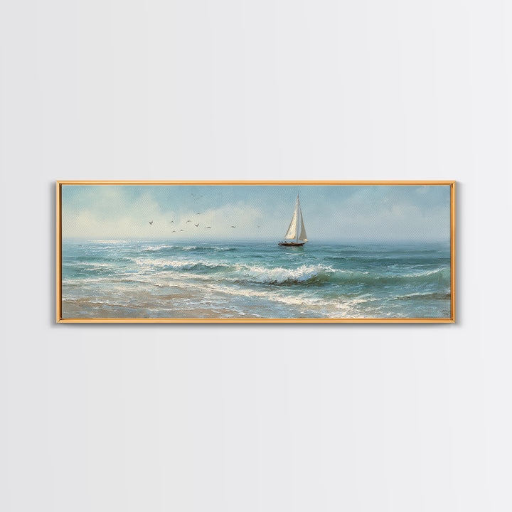 Sailboat on a Breezy Summer Horizon Canvas Print, Patio Art, Luxury Decor, Patio Decor, Fine Art, Outdoor, Wall Hanging, PAT-3x1-31