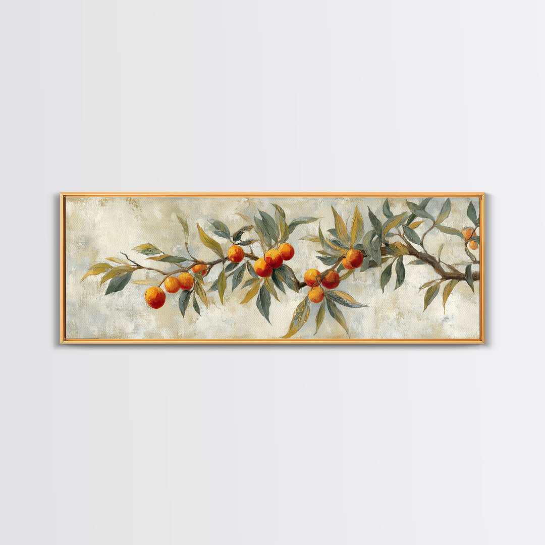 Orange Tree Branch Canvas Print, Patio Art, Garden Art, Patio Decor, Oil Painting, Outdoor, Beach House Decor, Porch Decor, PAT-3x1-38