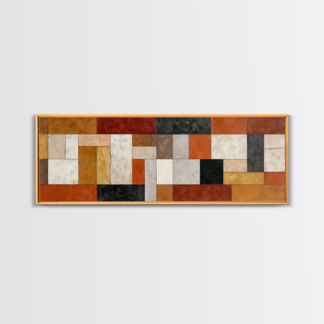 Warm Geometric Tile Pattern Canvas Print, Patio Art, Gallery Decor, Patio Decor, Fine Art, Outdoor, Contemporary Art, PAT-3x1-40