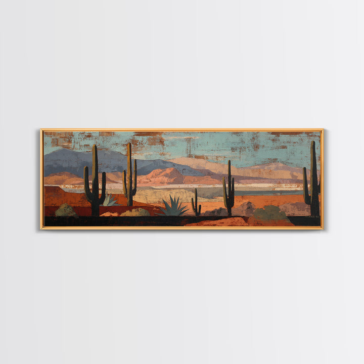 Cactus and Agave Framed Canvas Print, Patio Art, Neutral Decor, Patio Decor, Fine Art, Outdoor, Wall Art, Home Decor, PAT-3x1-44