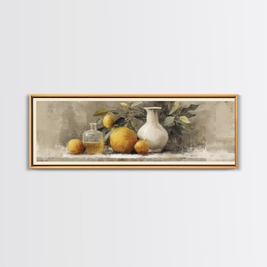 Outdoor Citrus Still Life Canvas Print, Patio Art, Patio Decor, Fine Art, Outdoor, Gallery Decor, Neutral Decor, Modern Decor, PAT-3x1-45