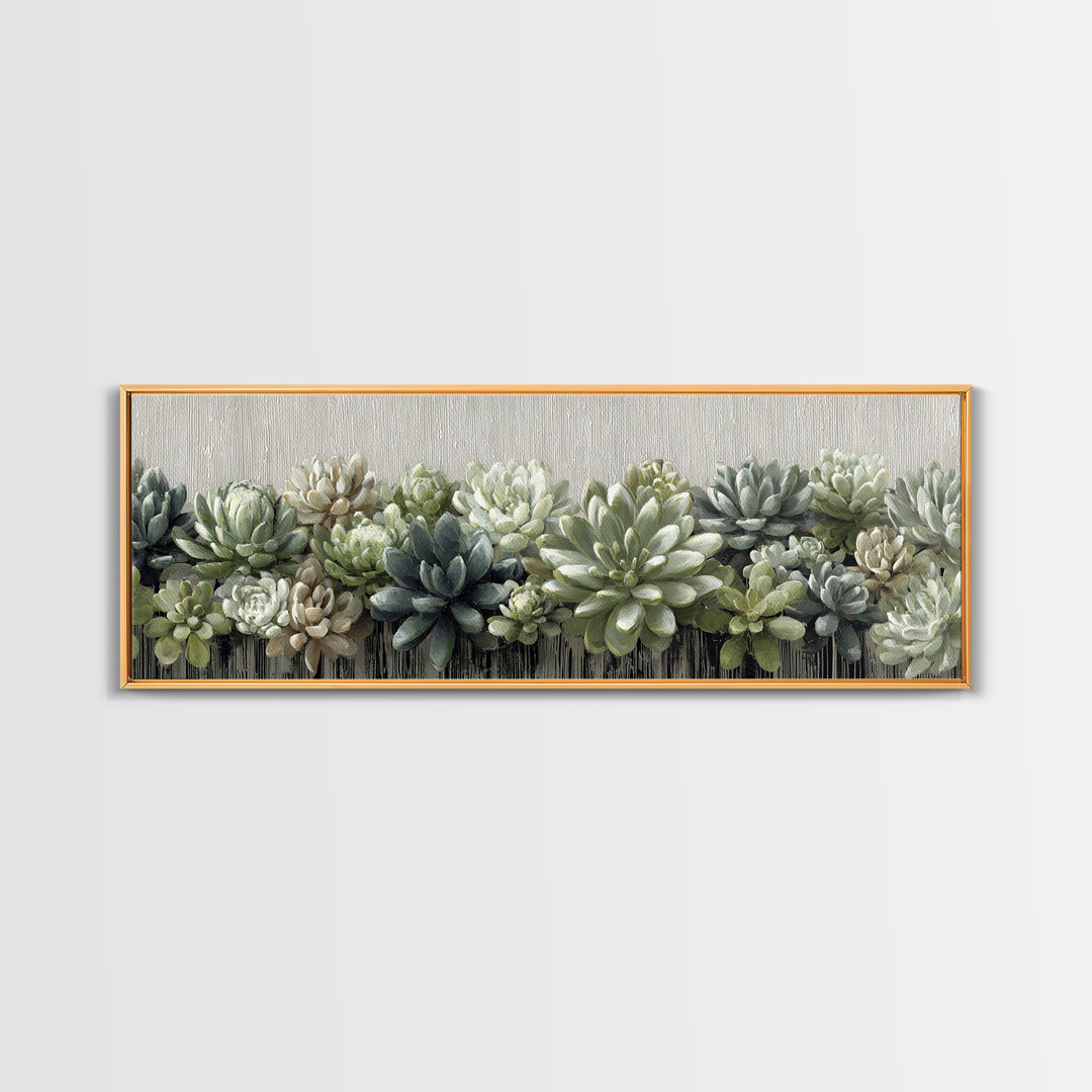 Succulent Collection in Ceramic Planters Canvas Print, Patio Art, Floral Art, Patio Decor, Oil Painting, Outdoor, PAT-3x1-85