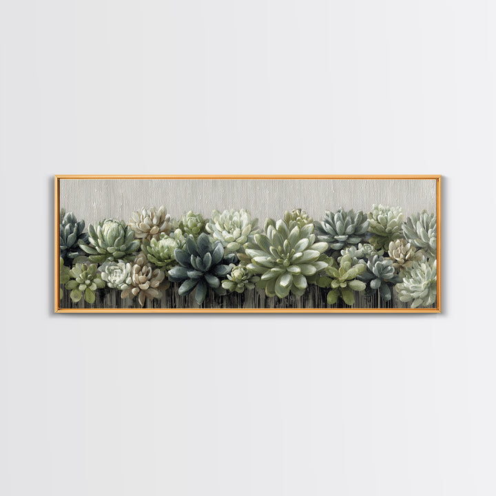 Succulent Collection in Ceramic Planters Canvas Print, Patio Art, Floral Art, Patio Decor, Oil Painting, Outdoor, PAT-3x1-85