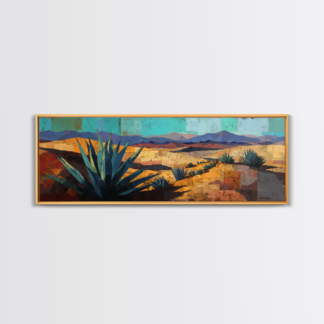 Desert Patio Agave and Bougainvillea Framed Canvas Print, Patio Art, Western Decor, Patio Decor, Fine Art, Outdoor, Floral Art, PAT-3x1-9
