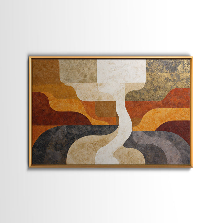 Warm Geometric Tile Pattern Framed Canvas Print, Patio Art, Fine Art Print, Patio Decor, Abstract Art, Outdoor, Wall Decor, PAT-3x2-100