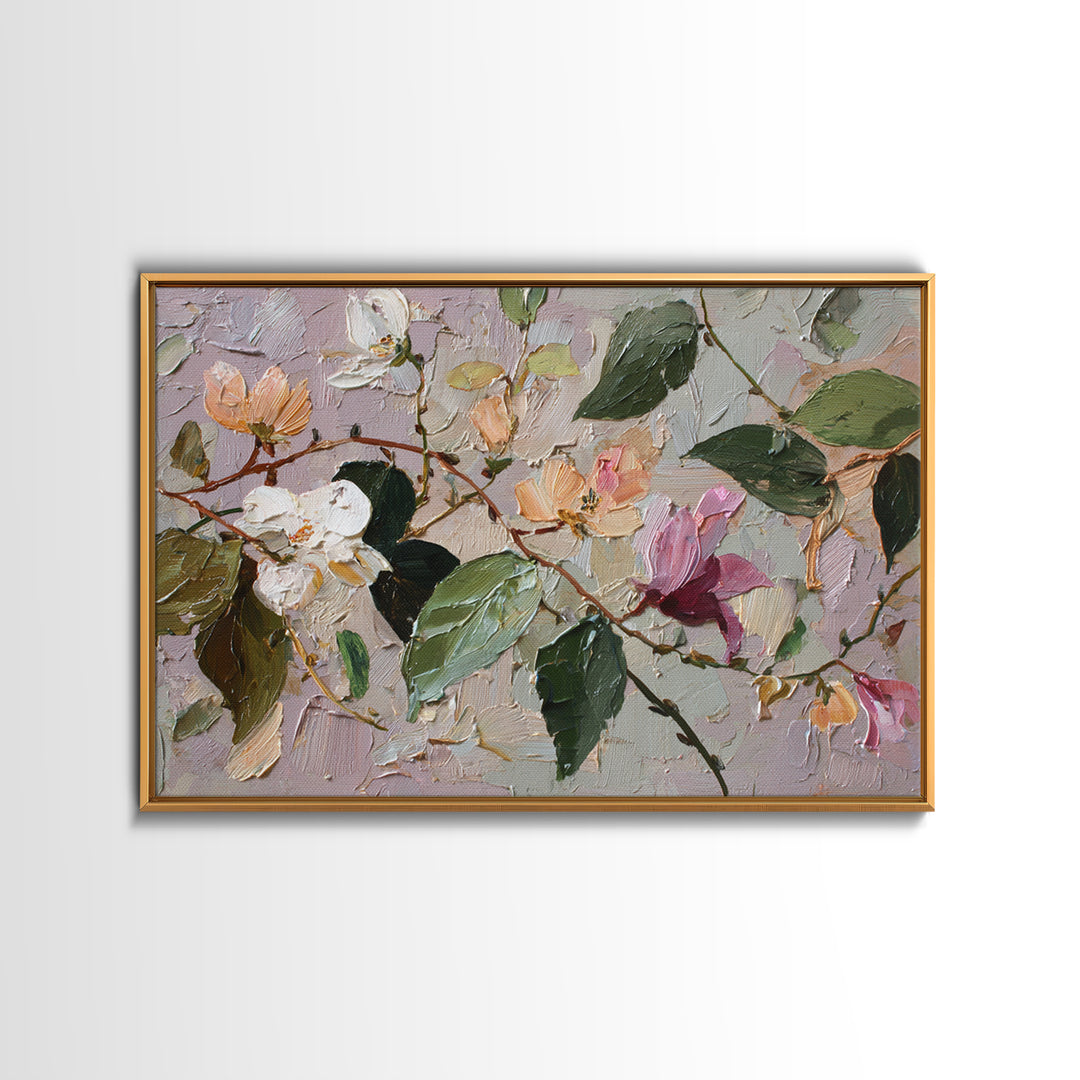 Sunset over Garden Flowers and Vines Framed Canvas Print, Patio Art, Art Print, Patio Decor, Fine Art, Outdoor, Garden Decor, PAT-3x2-59