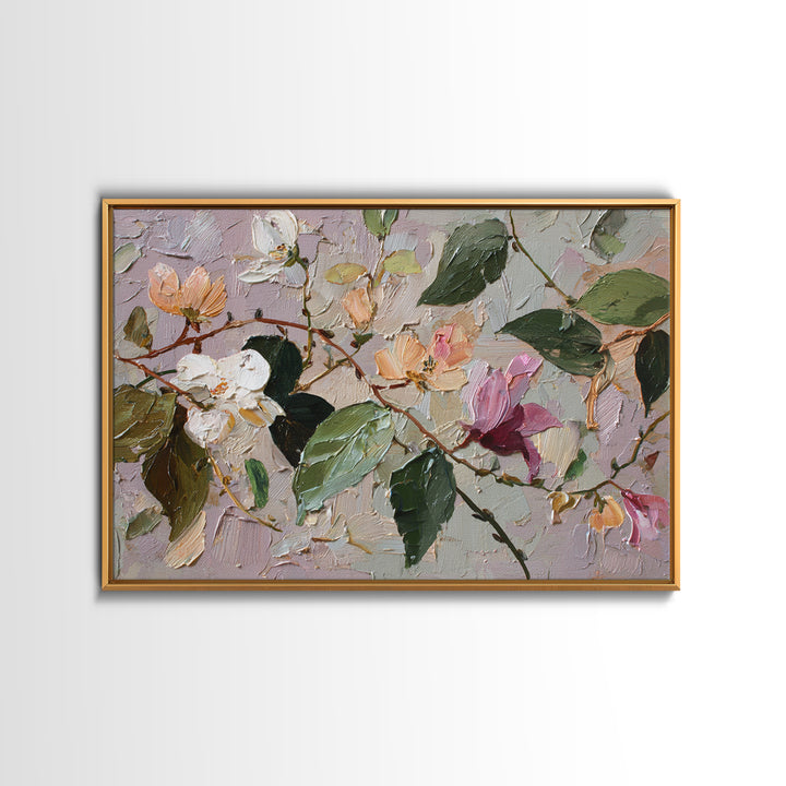 Sunset over Garden Flowers and Vines Framed Canvas Print, Patio Art, Art Print, Patio Decor, Fine Art, Outdoor, Garden Decor, PAT-3x2-59