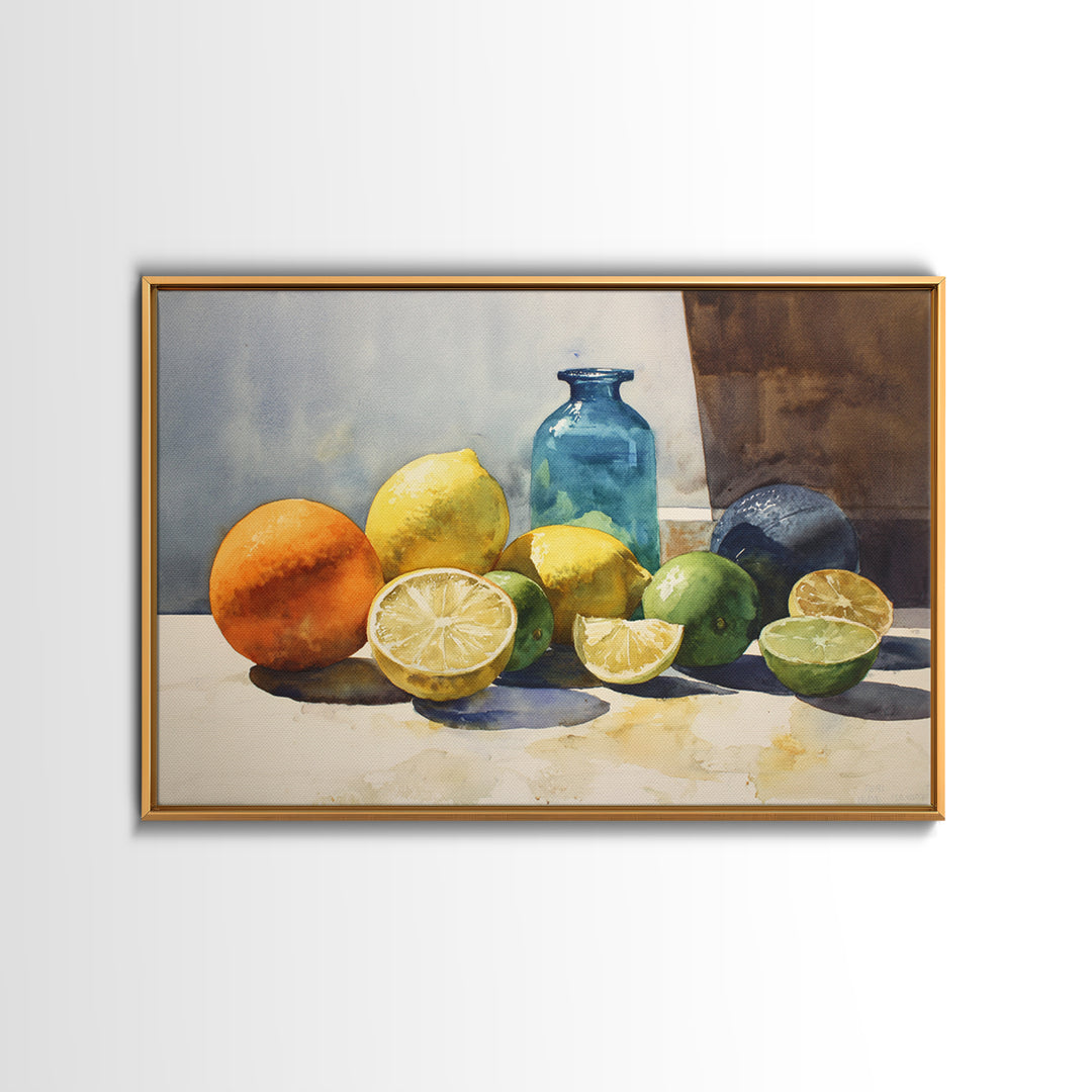 Outdoor Citrus Still Life Framed Canvas Print, Patio Art, Coastal Decor, Patio Decor, Fine Art, Outdoor, Family Wall Art, PAT-3x2-9