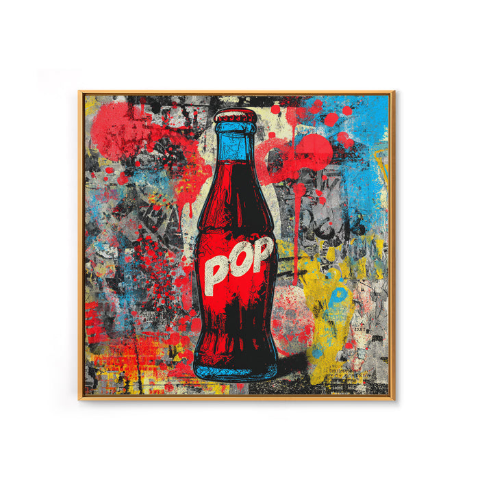 Retro Soda Bottle Framed Canvas Print, Pop Art, Bedroom Decor, Living Room Decor, Fine Art, Pop, 3d Art, Graffiti Art, POP-1x1-27