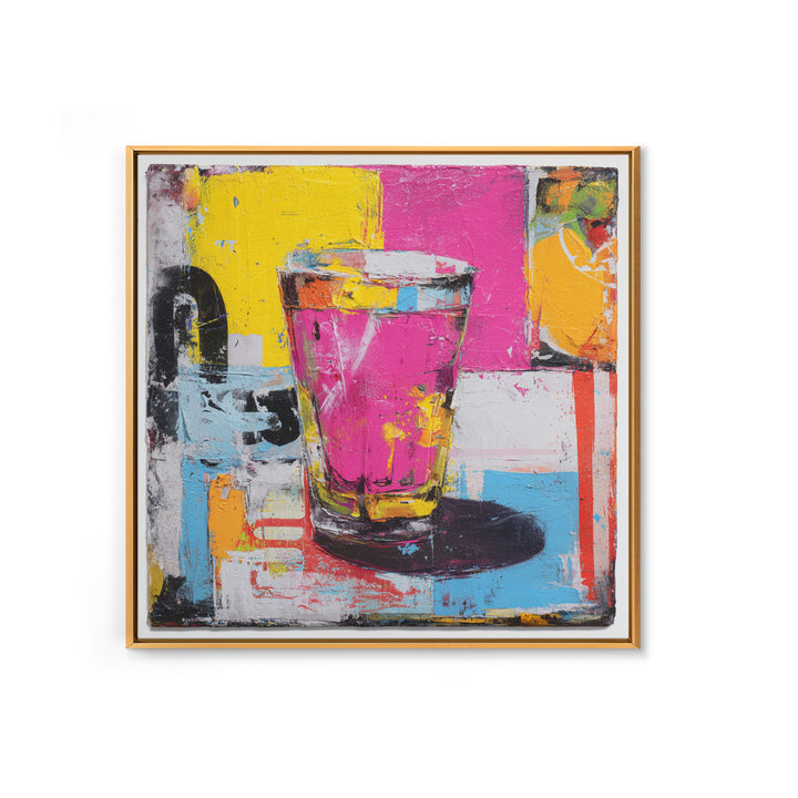 Milkshake Glass with Retro Diner Palette Framed Canvas Print, Pop Art, Art Print, Living Room Decor, Pop, Custom Portrait, POP-1x1-40