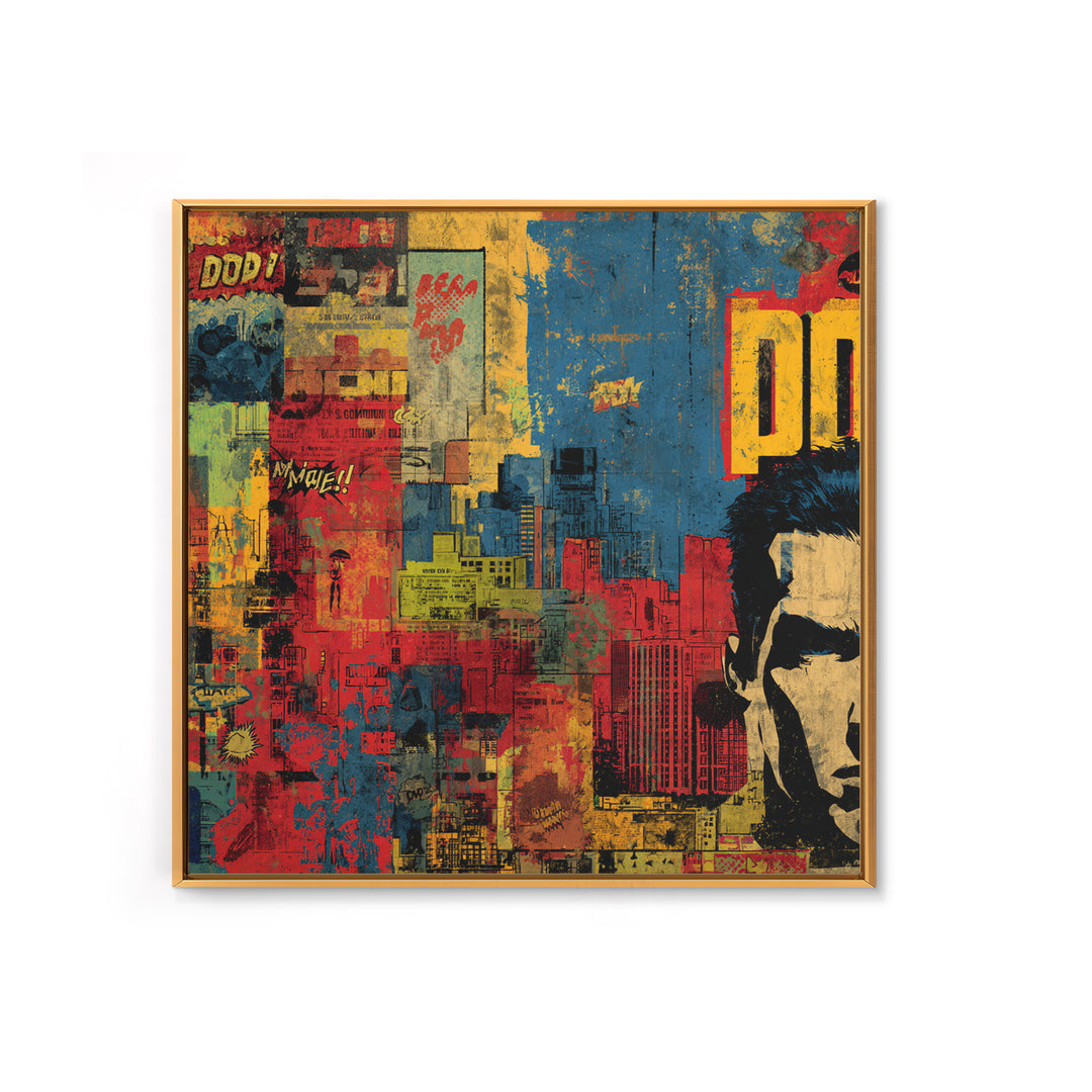 Comic Book City Skyline Canvas Print, Pop Art, 3d Art, Living Room Decor, Abstract Art, Pop, Textured Painting, POP-1x1-5