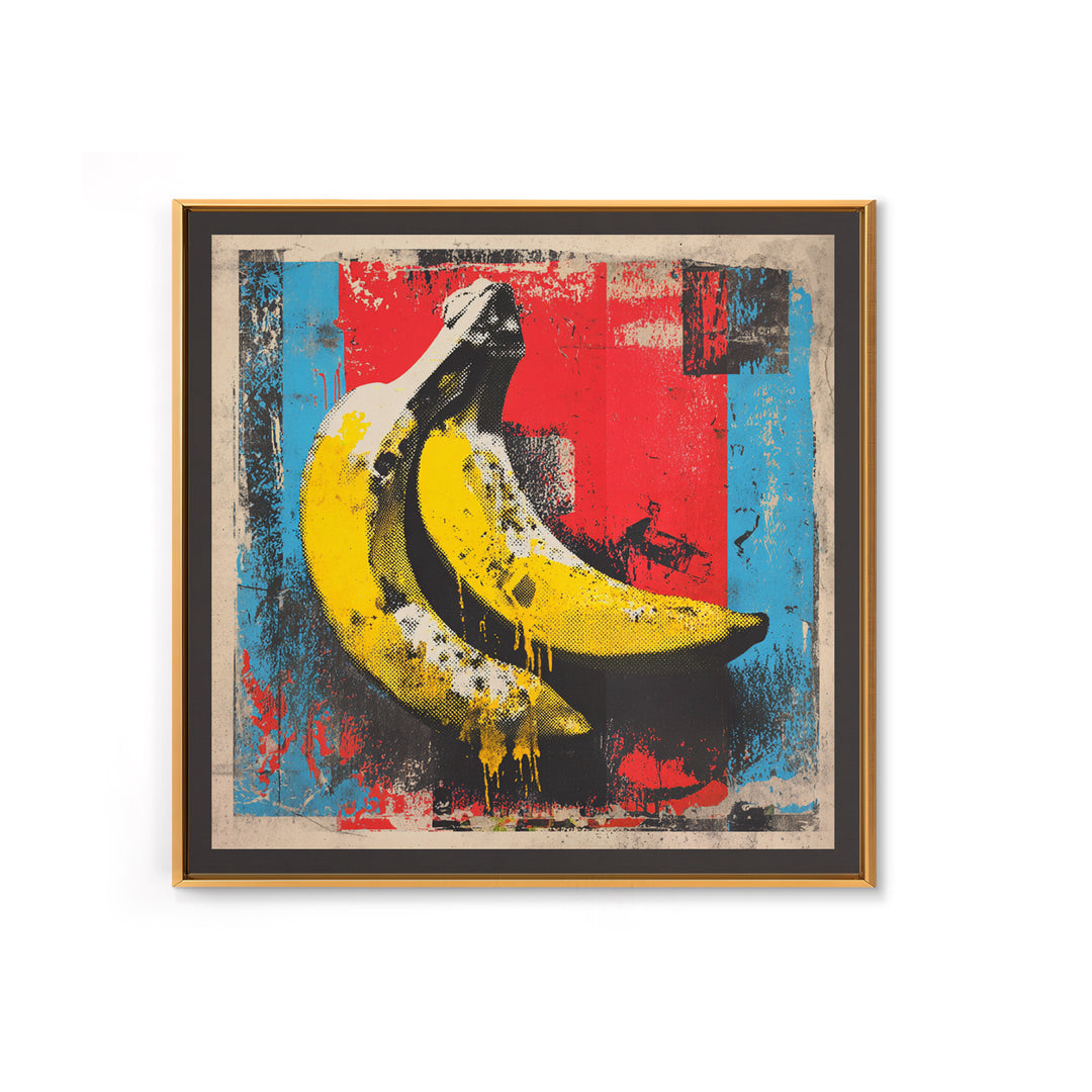Bright Banana Still Life Framed Canvas Print, Pop Art, Eclectic Home Decor, Living Room Decor, Fine Art, Pop, Minimalist Decor, POP-1x1-74