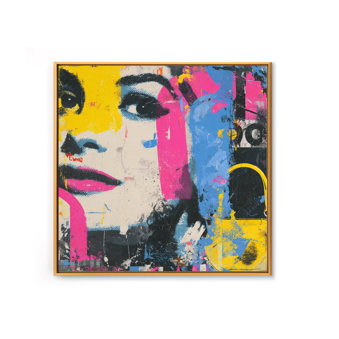 Shopping Bag Fashion Graphic Without Brands Framed Canvas Print, Pop Art, Wall Decor, Living Room Decor, Fine Art, Pop, POP-1x1-96